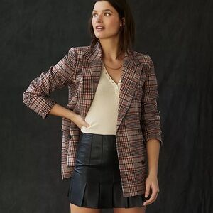 Anthropologie Plaid Blazer in Pink, Brown & Black